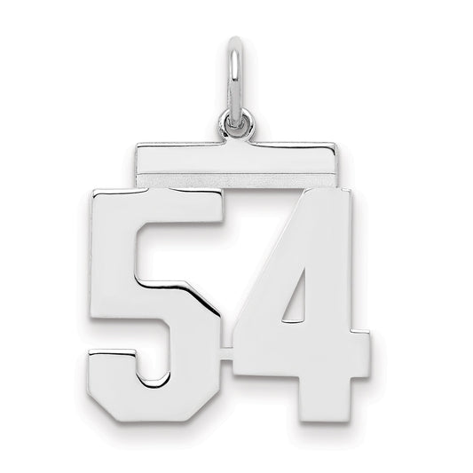 Sterling Silver Sterling/Silver Rhodium-Plated Polished Number 54 Charm