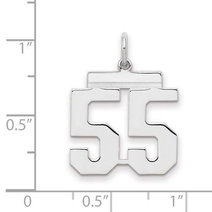 Sterling Silver Sterling/Silver Rhodium-Plated Polished Number 55 Charm