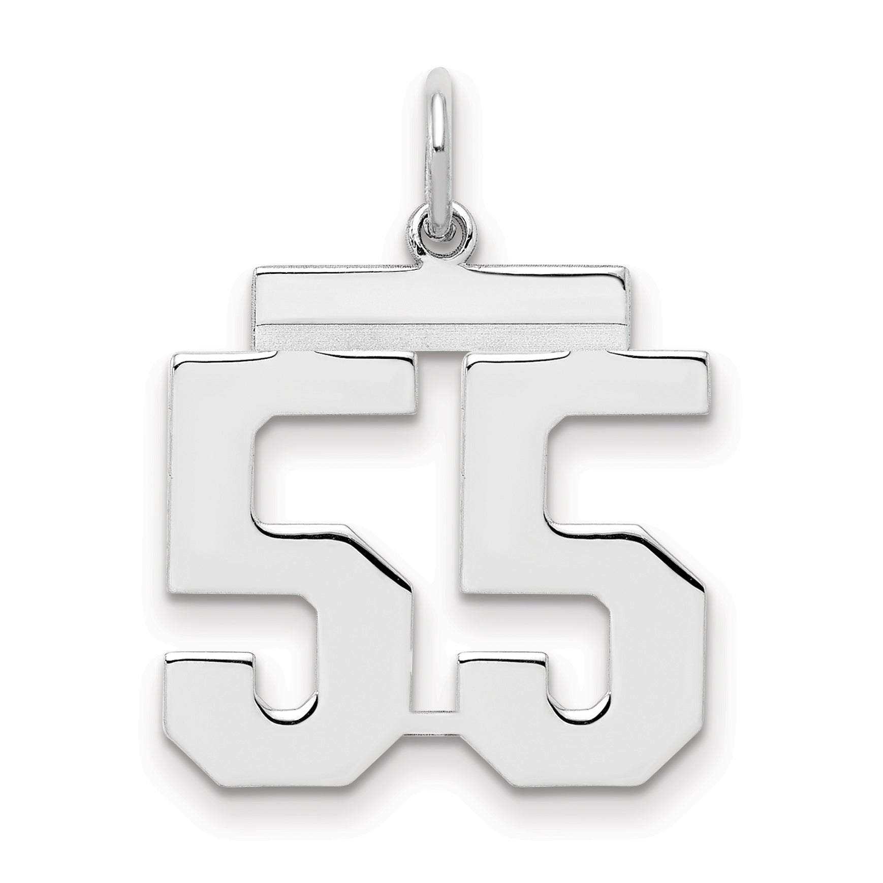 Sterling Silver Sterling/Silver Rhodium-Plated Polished Number 55 Charm