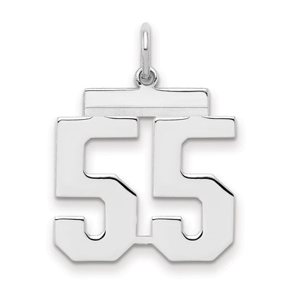 Sterling Silver Sterling/Silver Rhodium-Plated Polished Number 55 Charm