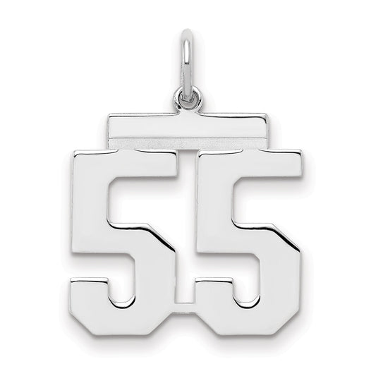 Sterling Silver Sterling/Silver Rhodium-Plated Polished Number 55 Charm