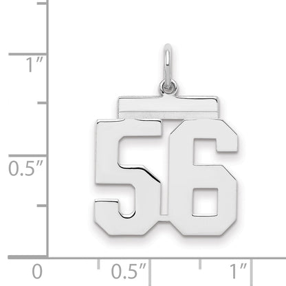Sterling Silver Sterling/Silver Rhodium-Plated Polished Number 56 Charm