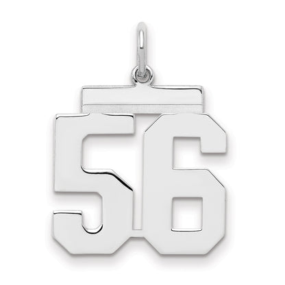 Sterling Silver Sterling/Silver Rhodium-Plated Polished Number 56 Charm