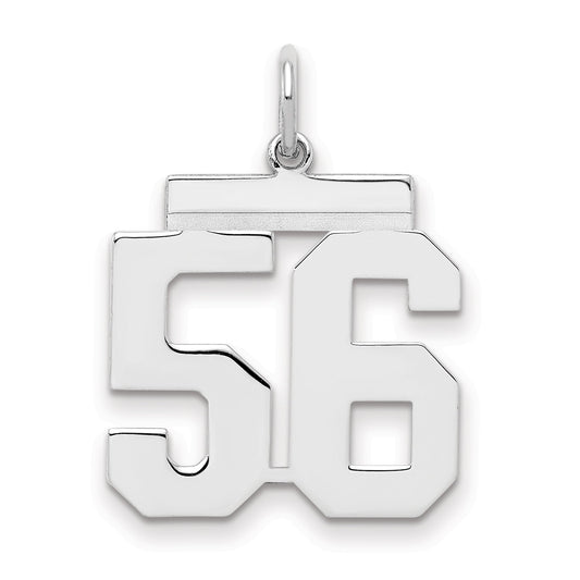Sterling Silver Sterling/Silver Rhodium-Plated Polished Number 56 Charm