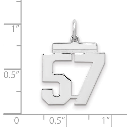 Sterling Silver Sterling/Silver Rhodium-Plated Polished Number 57 Charm