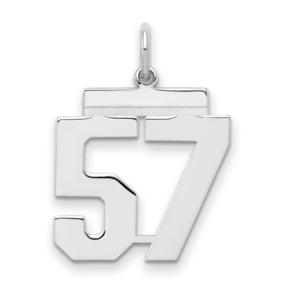 Sterling Silver Sterling/Silver Rhodium-Plated Polished Number 57 Charm