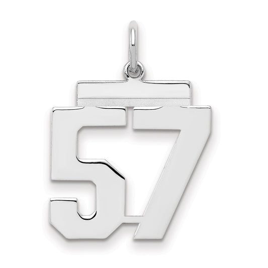 Sterling Silver Sterling/Silver Rhodium-Plated Polished Number 57 Charm
