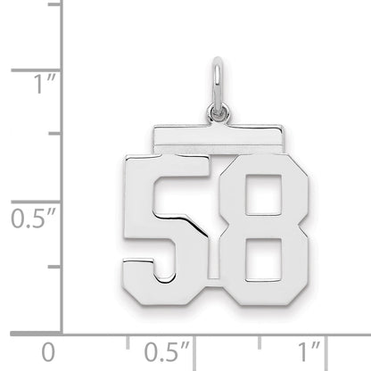 Sterling Silver Sterling/Silver Rhodium-Plated Polished Number 58 Charm