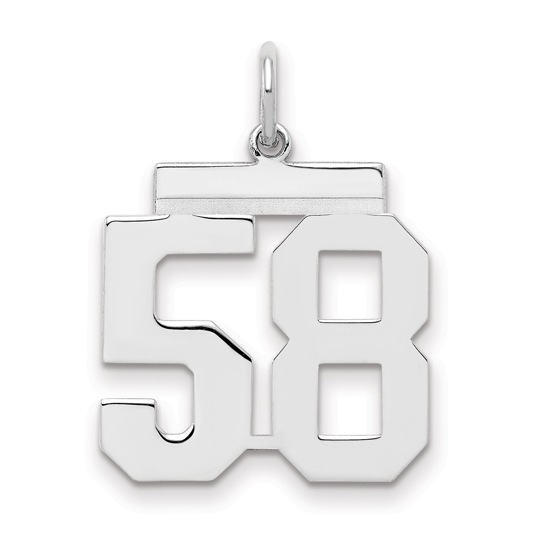 Sterling Silver Sterling/Silver Rhodium-Plated Polished Number 58 Charm