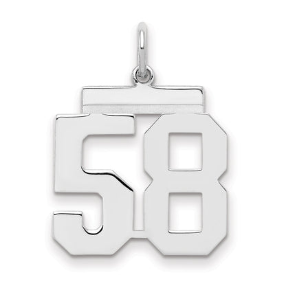 Sterling Silver Sterling/Silver Rhodium-Plated Polished Number 58 Charm
