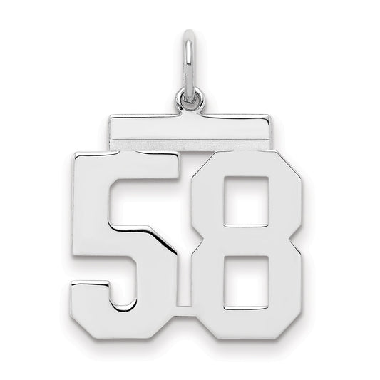 Sterling Silver Sterling/Silver Rhodium-Plated Polished Number 58 Charm