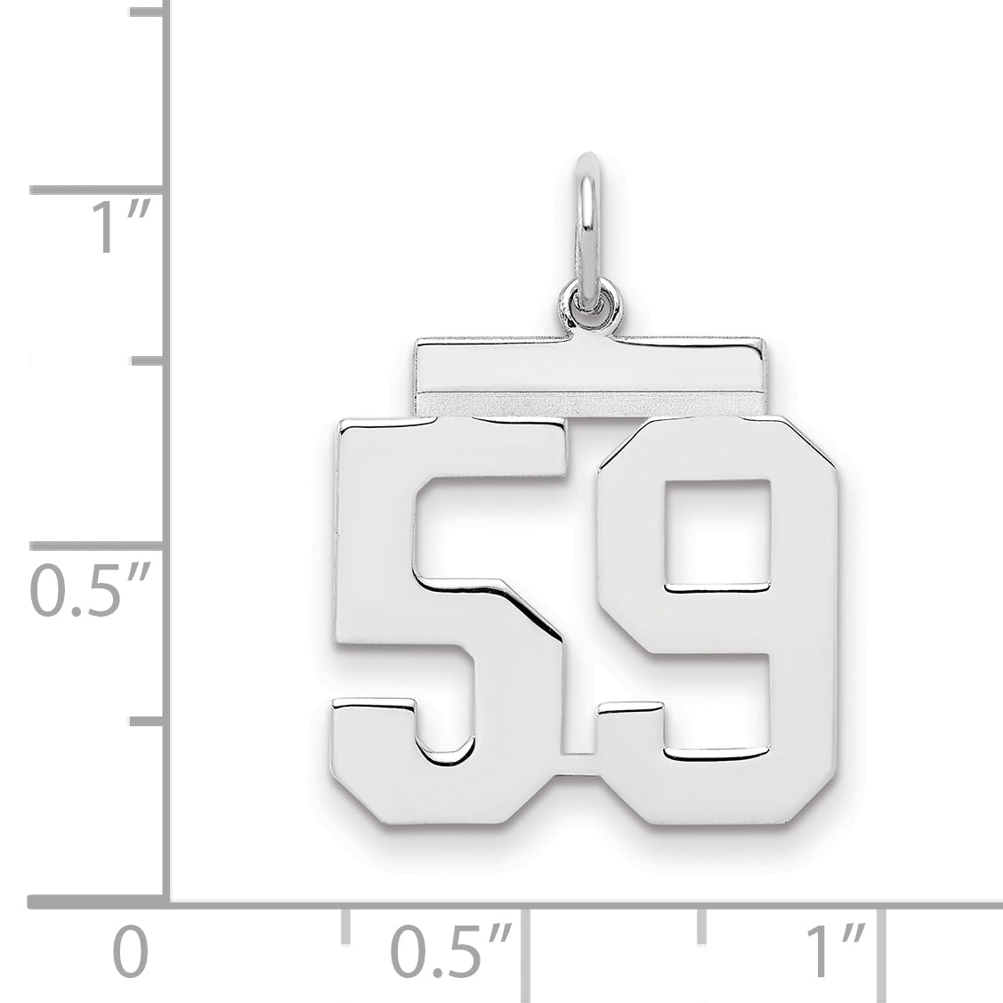 Sterling Silver Sterling/Silver Rhodium-Plated Polished Number 59 Charm