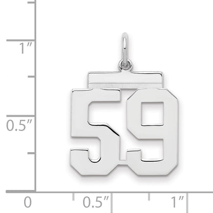 Sterling Silver Sterling/Silver Rhodium-Plated Polished Number 59 Charm