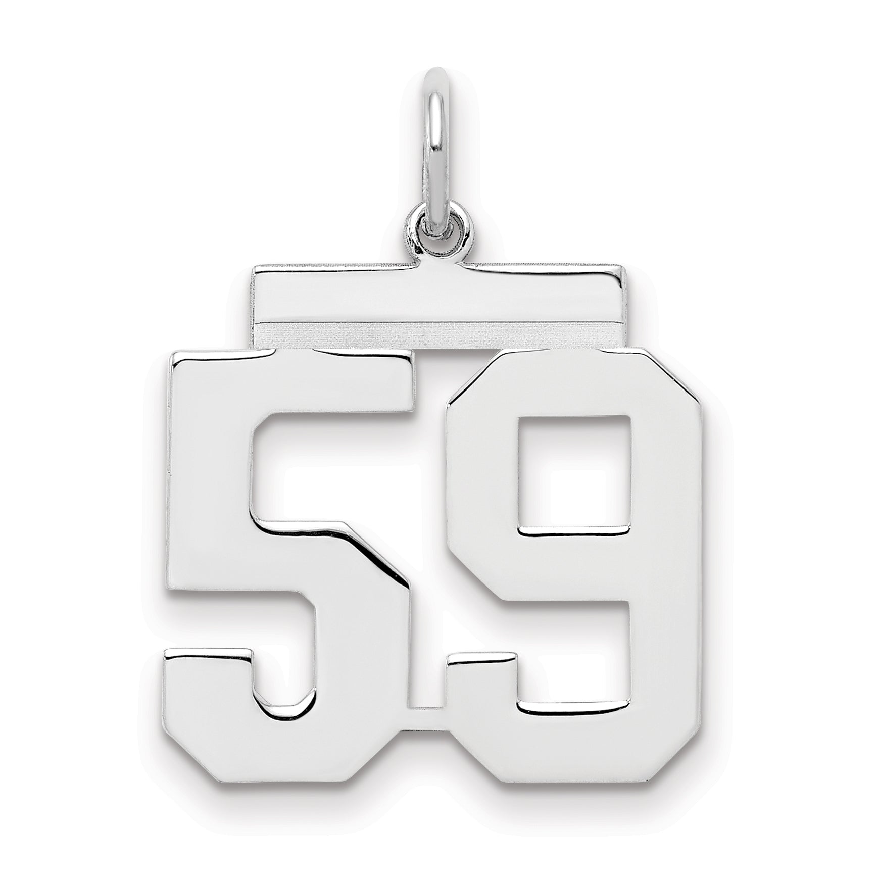 Sterling Silver Sterling/Silver Rhodium-Plated Polished Number 59 Charm