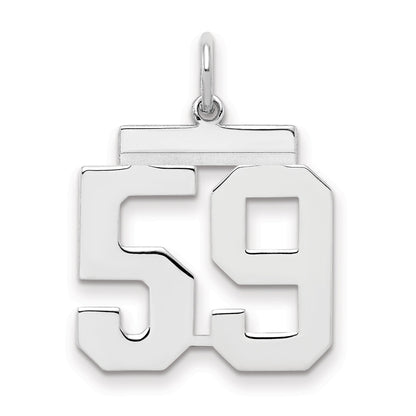 Sterling Silver Sterling/Silver Rhodium-Plated Polished Number 59 Charm