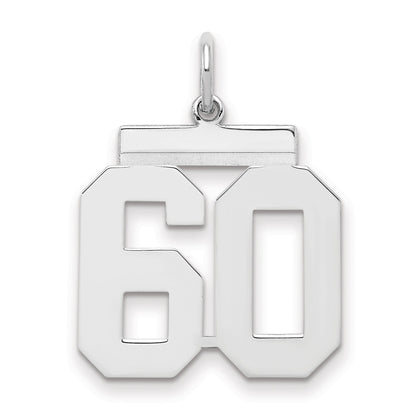 Sterling Silver Sterling/Silver Rhodium-Plated Polished Number 60 Charm