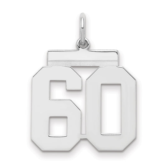 Sterling Silver Sterling/Silver Rhodium-Plated Polished Number 60 Charm