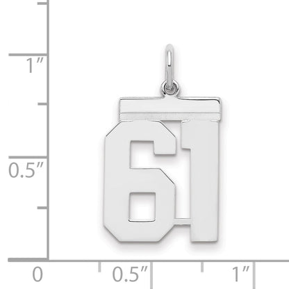 Sterling Silver Sterling/Silver Rhodium-Plated Polished Number 61 Charm