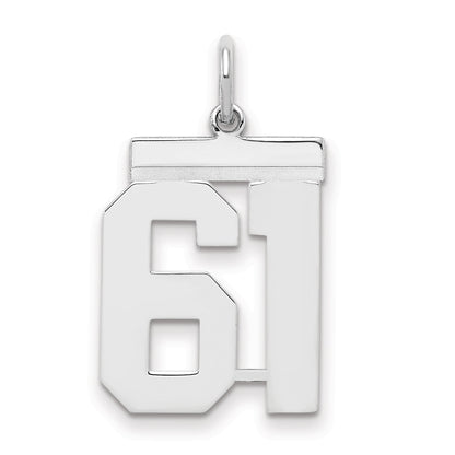 Sterling Silver Sterling/Silver Rhodium-Plated Polished Number 61 Charm