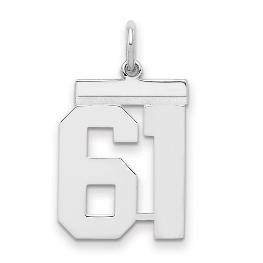 Sterling Silver Sterling/Silver Rhodium-Plated Polished Number 61 Charm