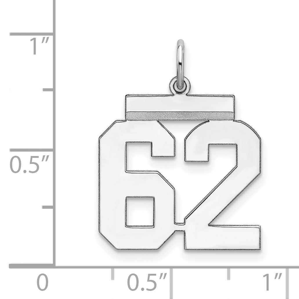 Sterling Silver Sterling/Silver Rhodium-Plated Polished Number 62 Charm