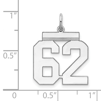 Sterling Silver Sterling/Silver Rhodium-Plated Polished Number 62 Charm