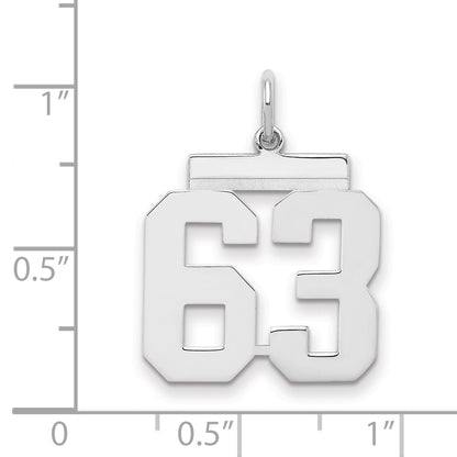 Sterling Silver Sterling/Silver Rhodium-Plated Polished Number 63 Charm