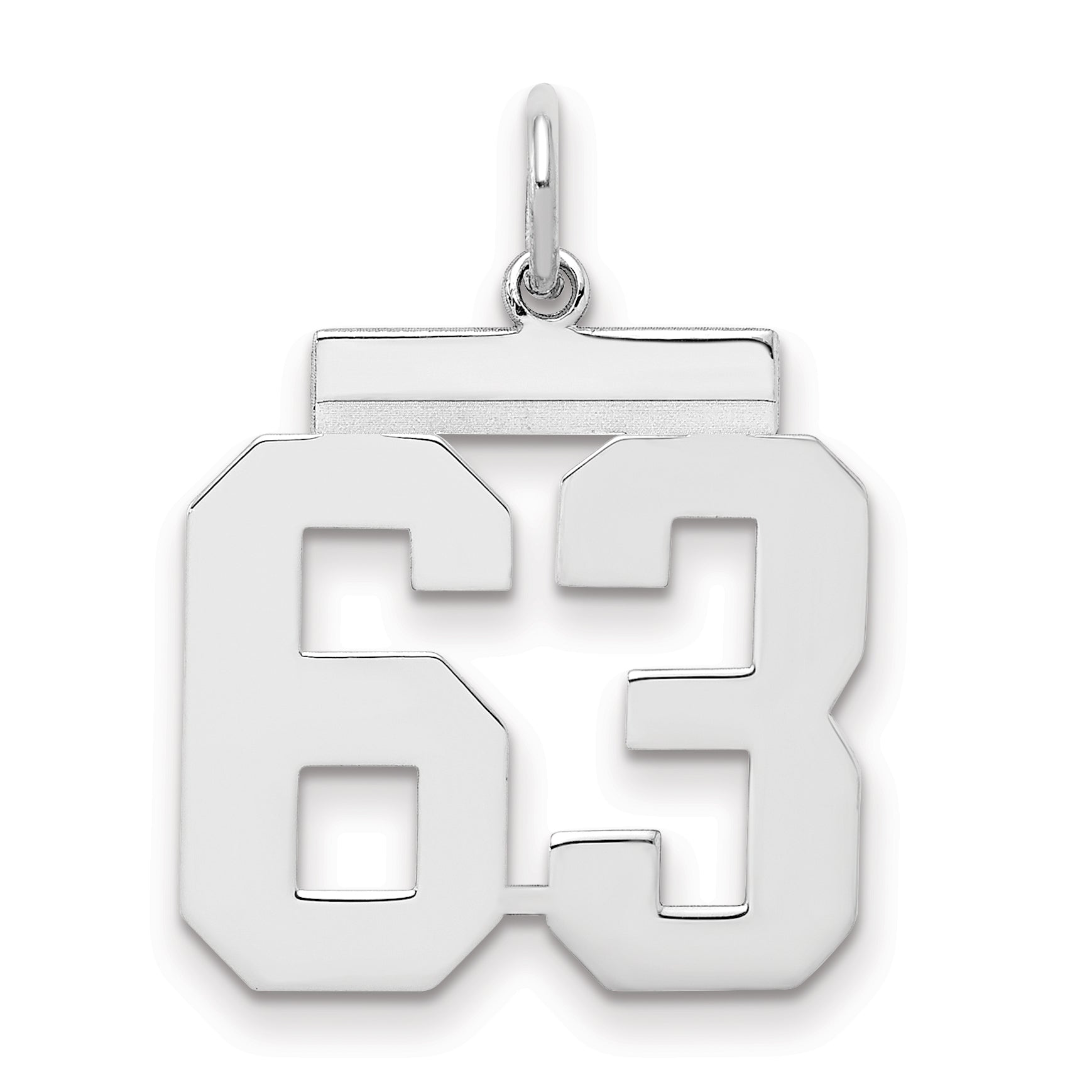 Sterling Silver Sterling/Silver Rhodium-Plated Polished Number 63 Charm