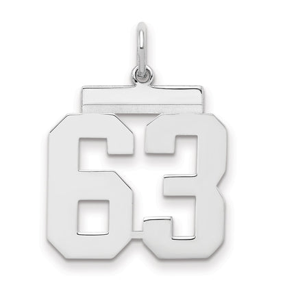 Sterling Silver Sterling/Silver Rhodium-Plated Polished Number 63 Charm