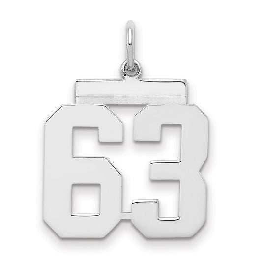 Sterling Silver Sterling/Silver Rhodium-Plated Polished Number 63 Charm