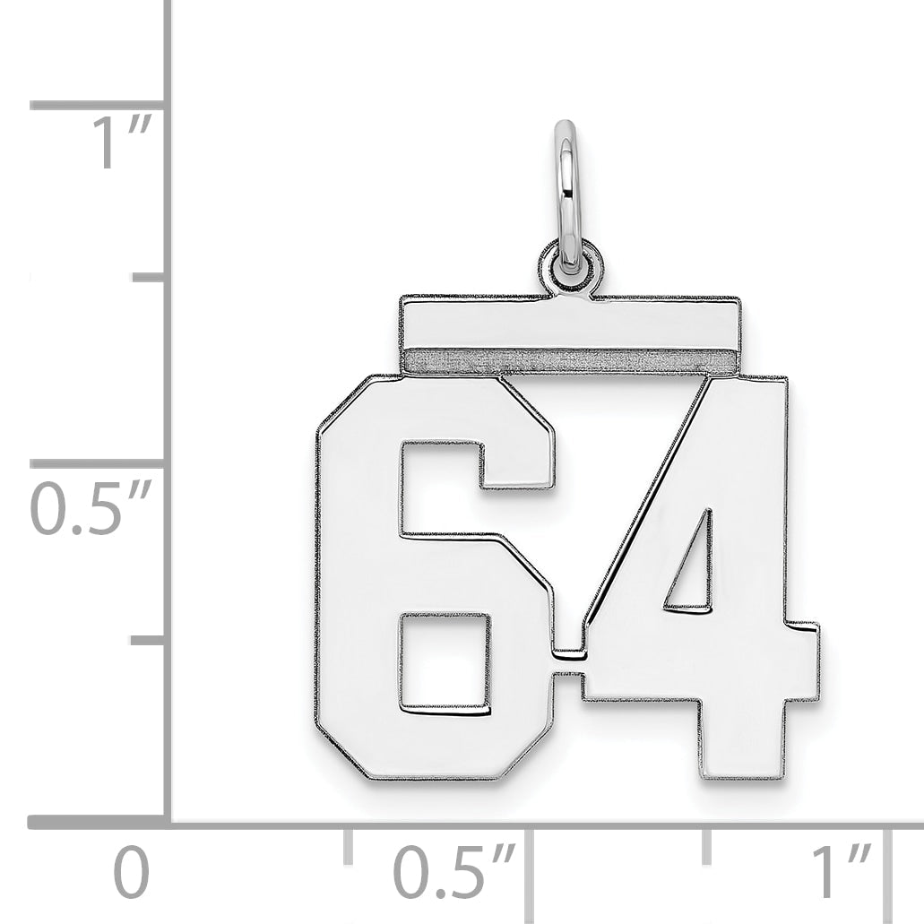 Sterling Silver Sterling/Silver Rhodium-Plated Polished Number 64 Charm