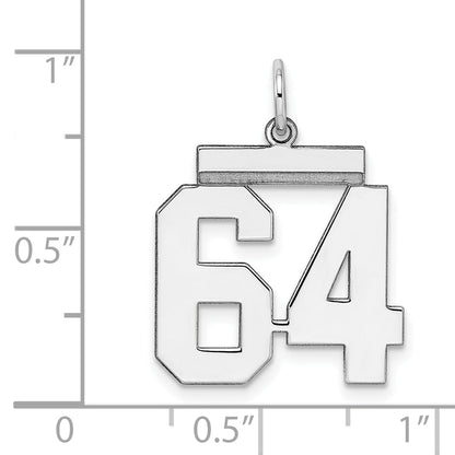 Sterling Silver Sterling/Silver Rhodium-Plated Polished Number 64 Charm