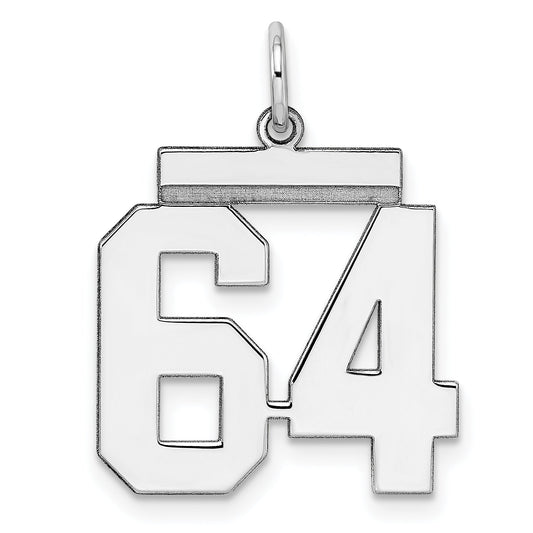 Sterling Silver Sterling/Silver Rhodium-Plated Polished Number 64 Charm