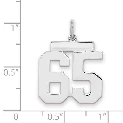 Sterling Silver Sterling/Silver Rhodium-Plated Polished Number 65 Charm