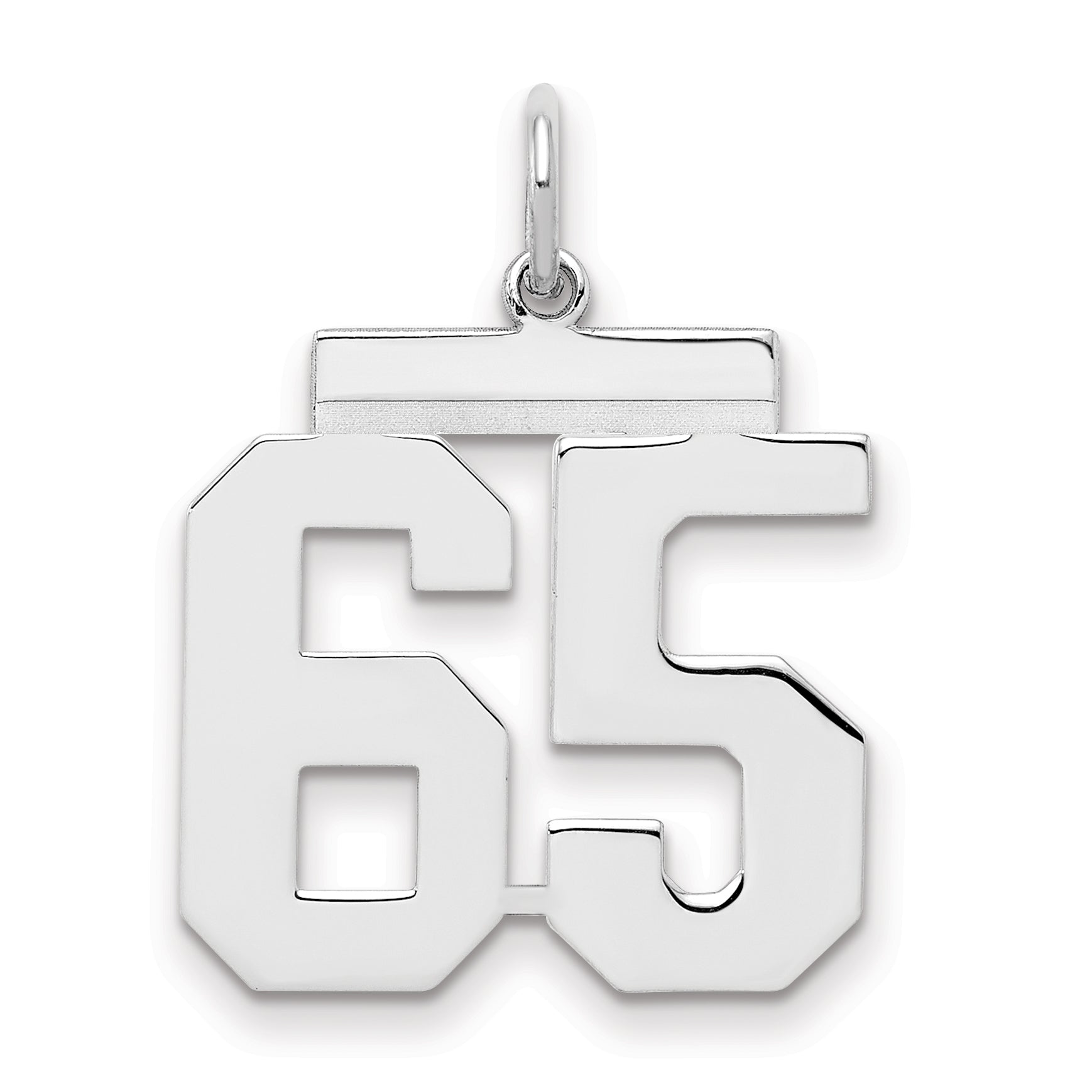 Sterling Silver Sterling/Silver Rhodium-Plated Polished Number 65 Charm