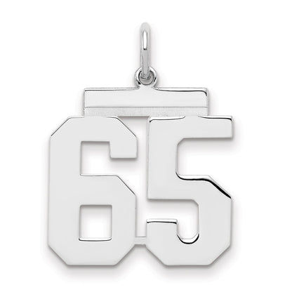 Sterling Silver Sterling/Silver Rhodium-Plated Polished Number 65 Charm