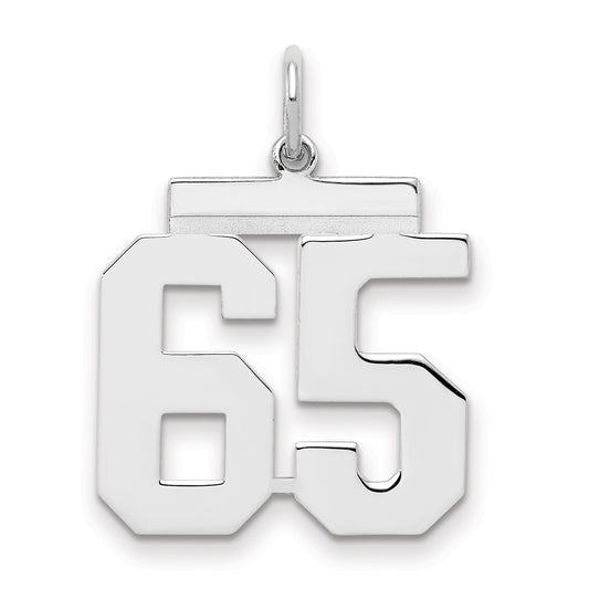 Sterling Silver Sterling/Silver Rhodium-Plated Polished Number 65 Charm