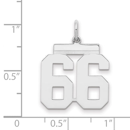 Sterling Silver Sterling/Silver Rhodium-Plated Polished Number 66 Charm