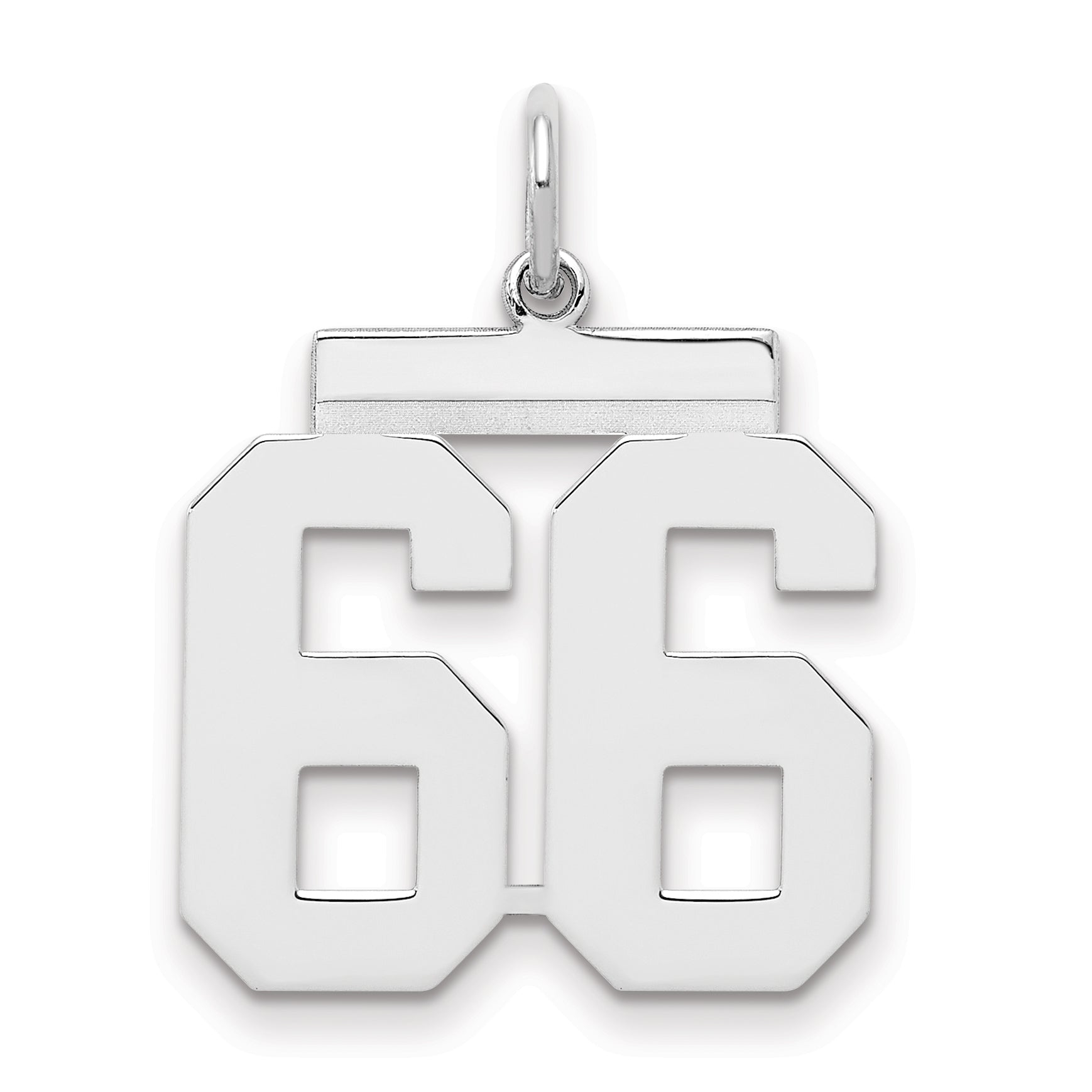 Sterling Silver Sterling/Silver Rhodium-Plated Polished Number 66 Charm