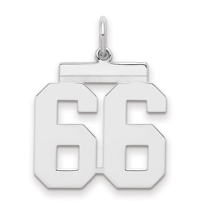Sterling Silver Sterling/Silver Rhodium-Plated Polished Number 66 Charm