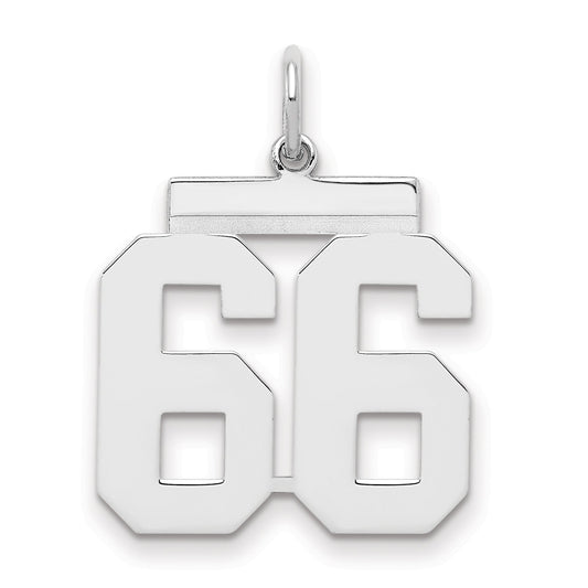 Sterling Silver Sterling/Silver Rhodium-Plated Polished Number 66 Charm