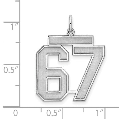 Sterling Silver Sterling/Silver Rhodium-Plated Polished Number 67 Charm
