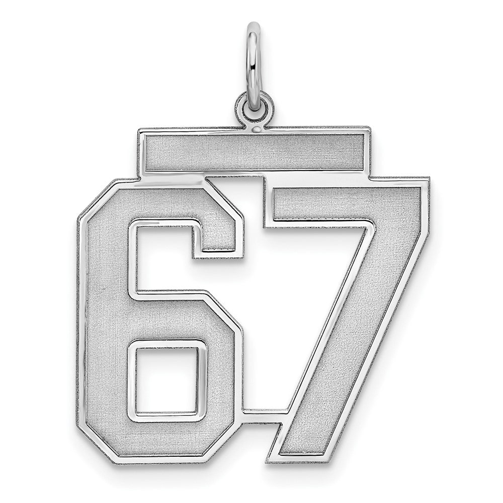 Sterling Silver Sterling/Silver Rhodium-Plated Polished Number 67 Charm
