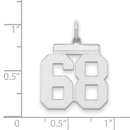 Sterling Silver Sterling/Silver Rhodium-Plated Polished Number 68 Charm