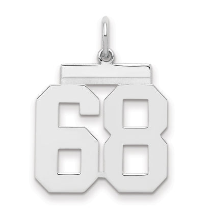Sterling Silver Sterling/Silver Rhodium-Plated Polished Number 68 Charm