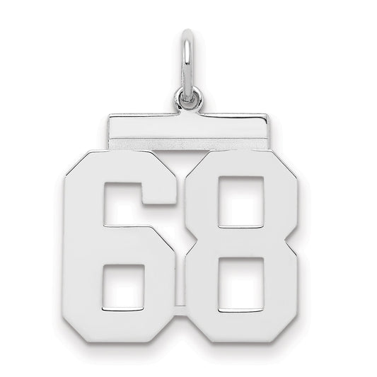Sterling Silver Sterling/Silver Rhodium-Plated Polished Number 68 Charm
