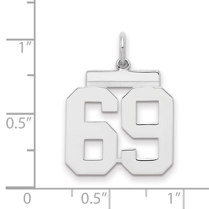 Sterling Silver Sterling/Silver Rhodium-Plated Polished Number 69 Charm