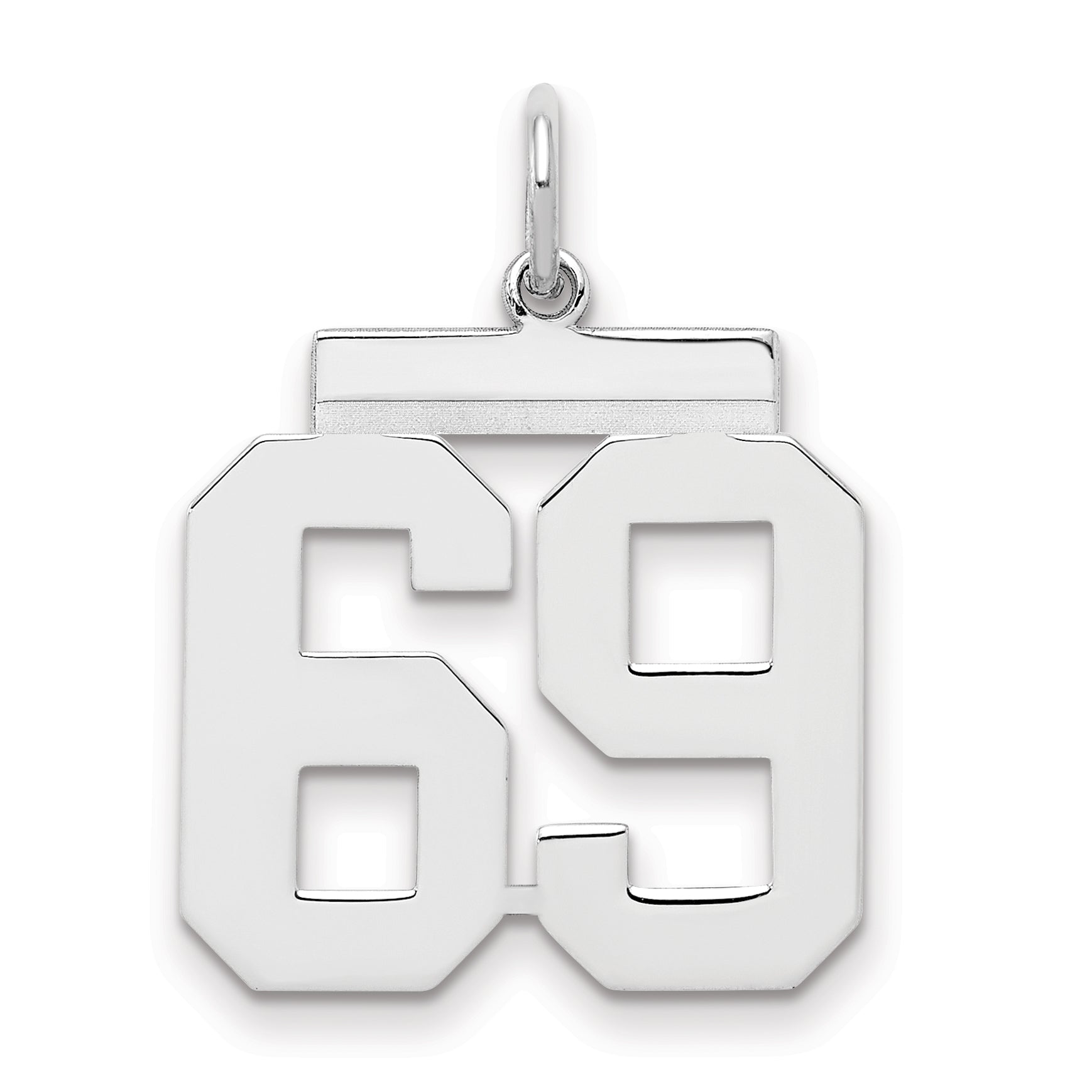 Sterling Silver Sterling/Silver Rhodium-Plated Polished Number 69 Charm