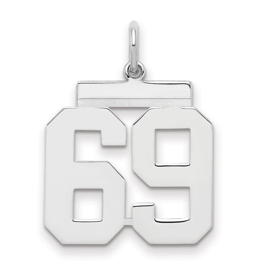 Sterling Silver Sterling/Silver Rhodium-Plated Polished Number 69 Charm