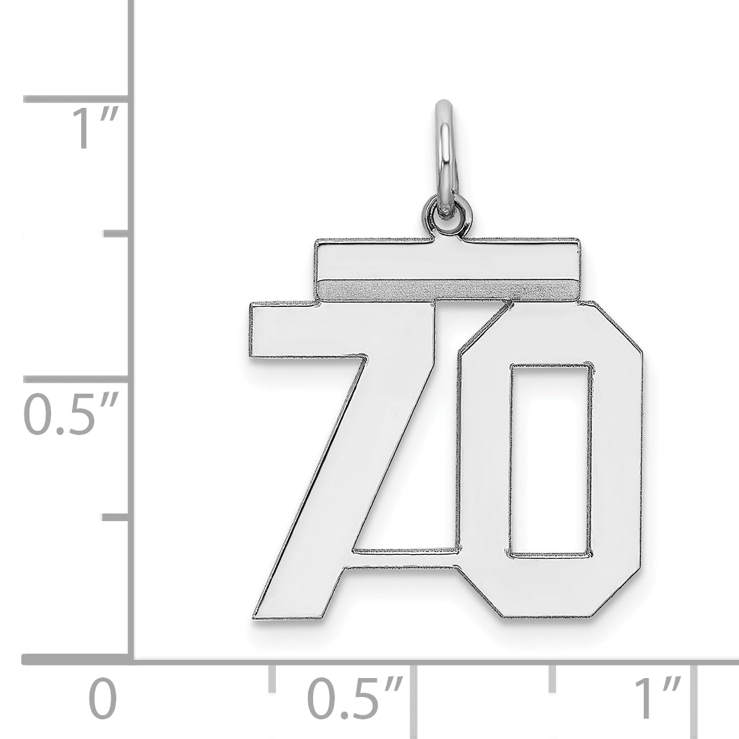 Sterling Silver Sterling/Silver Rhodium-Plated Polished Number 70 Charm